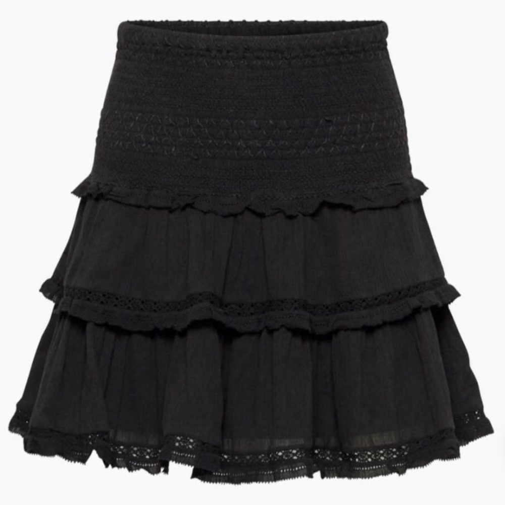 Aritzia Sunday Best Women's Cotton Tiered Paloma Black Ruffle Skirt Size XS